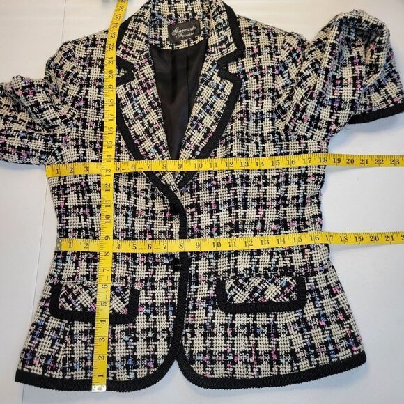 Giancarlo Ferrari Women's Tweed Blazer - Black White Pastel Pink Purple Blue - Picture 11 of 12